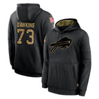 Kooe B.Bills #73 Dion Dawkins Player Black Salute to Service Hoodies Hame Stitched Jerseys