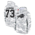 Kooe B.Bills #73 Dion Dawkins Player Salute to Service Hoodies  Stitched Jerseys