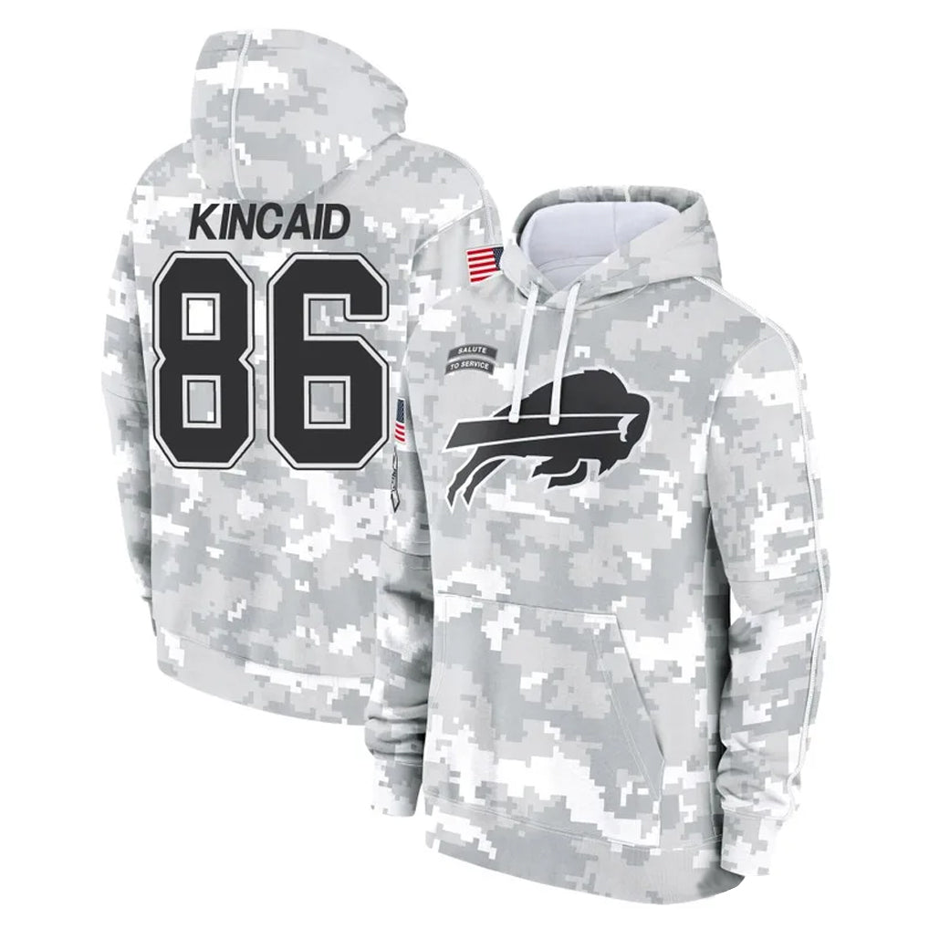 Kooe B.Bills #86 Dalton Kincaid Player Arctic Camo Salute to Service Hoodies Stitched Jerseys