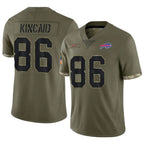 Kooe B.Bills #86 Dalton Kincaid Player Olive Salute To Service Game Stitched Jerseys