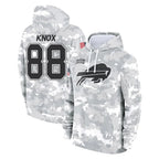Kooe B.Bills #88 Dawson Knox Player Arctic Camo Salute to Service Hoodies Stitched Jerseys