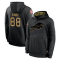 Kooe B.Bills #88 Dawson Knox Player Black Salute to Service Hoodies Hame Stitched Jerseys