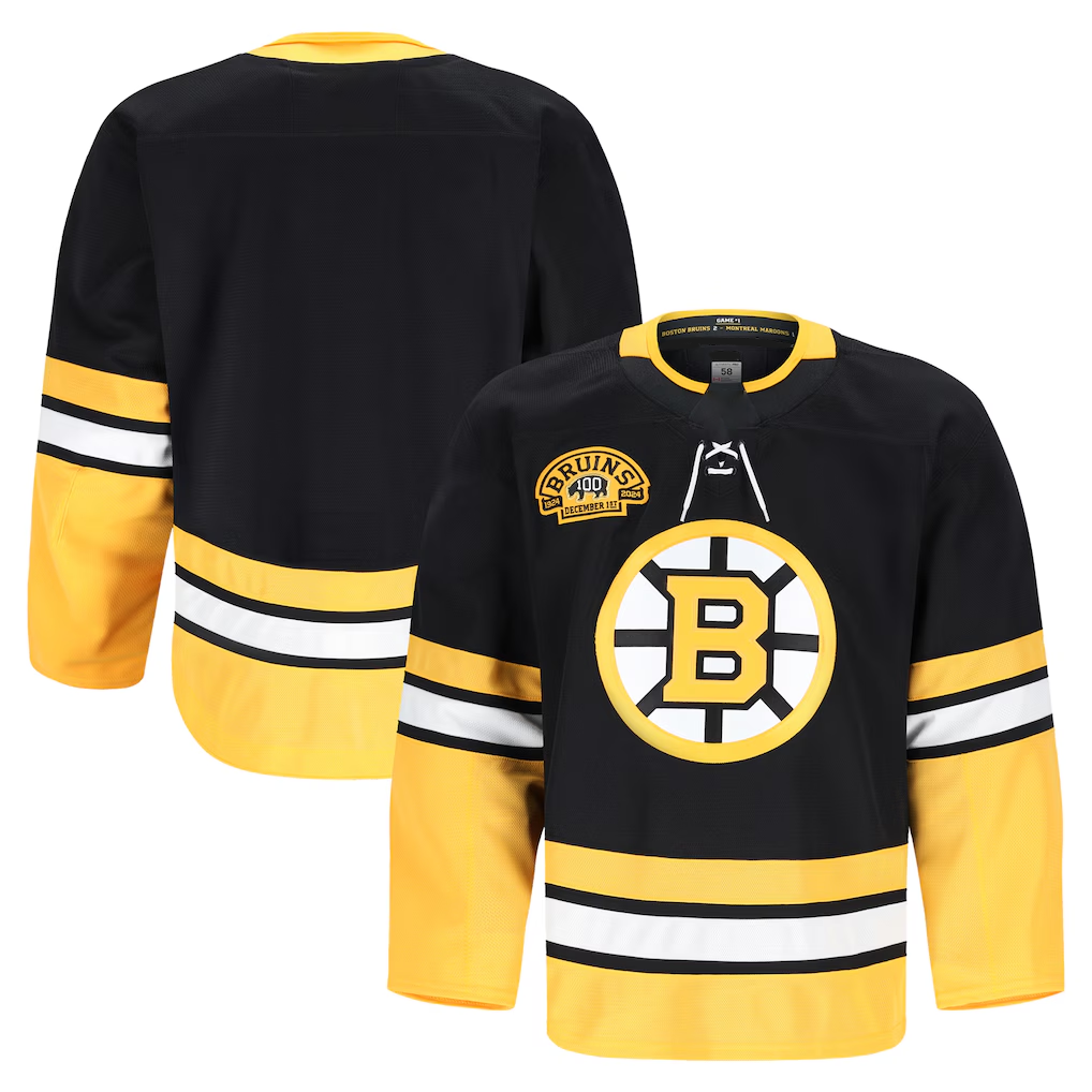 Kooe B.Bruins Black 100th Anniversary Authentic Pro Stitched Jerseys