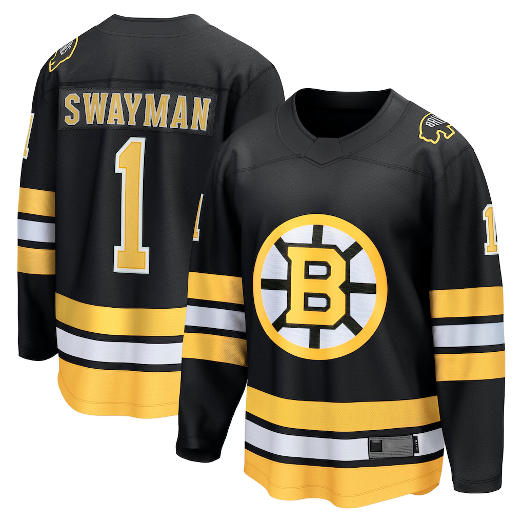 Kooe B.Bruins #1 Jeremy Swayman Black Home Breakaway Player Stitched Jerseys