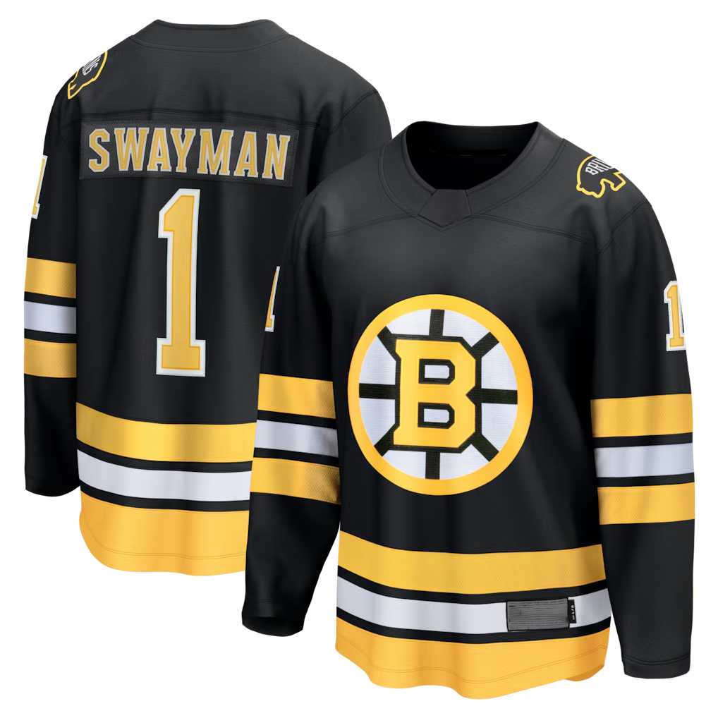 Kooe B.Bruins #1 Jeremy Swayman Black Home Breakaway Stitched Jerseys