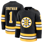 Kooe B.Bruins #1 Jeremy Swayman Black Home Premium Stitched Jerseys