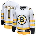 Kooe B.Bruins #1 Jeremy Swayman White Away Breakaway Player Stitched Jerseys
