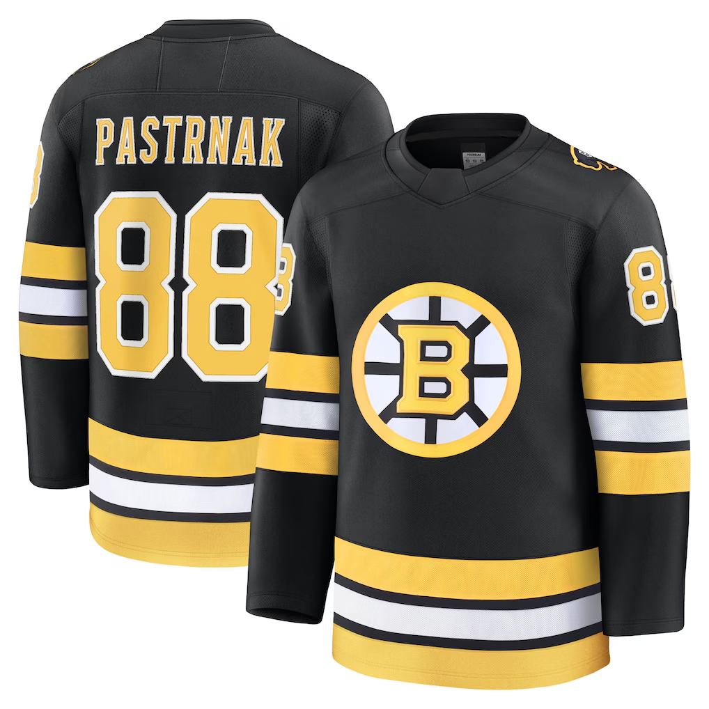 Kooe B.Bruins #88 David Pastrnak Black Home Premium Player Stitched Jerseys