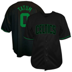 Kooe B.Celtics #0 Jayson Tatum Profile Black Big & Tall Name & Number Button-Up Jerseys