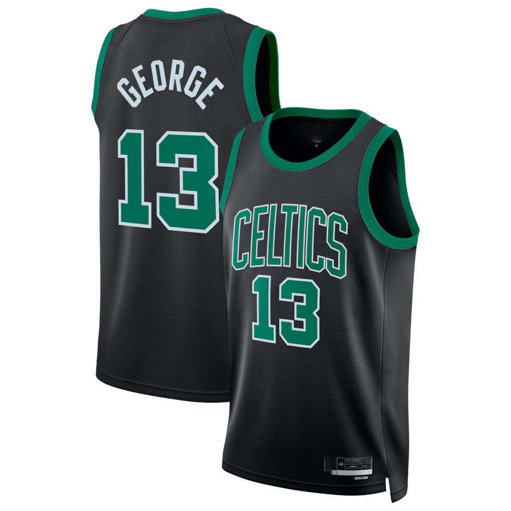 Kooe B.Celtics #13 Paul George Black Swingman Jerseys - Statement Edition