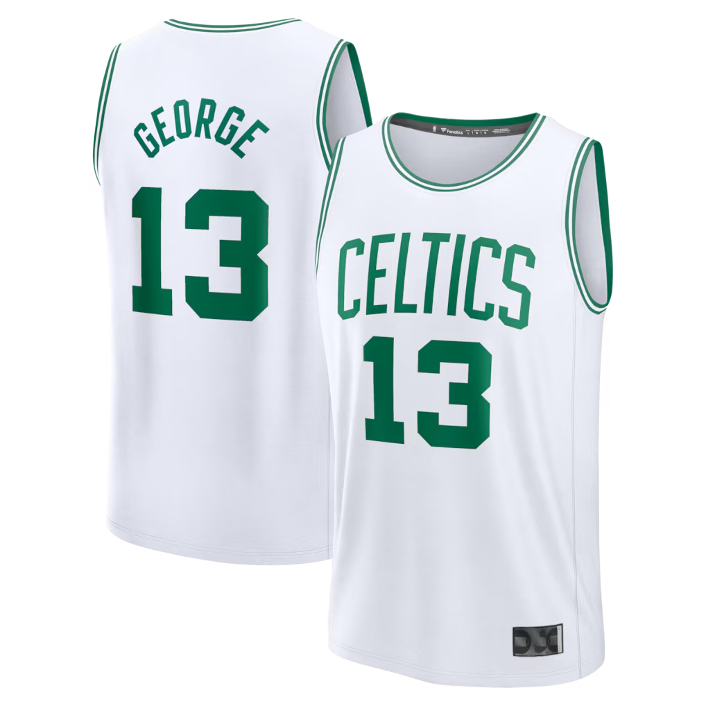 Kooe B.Celtics #13 Paul George  White Fast Break Replica Jerseys - Association Edition