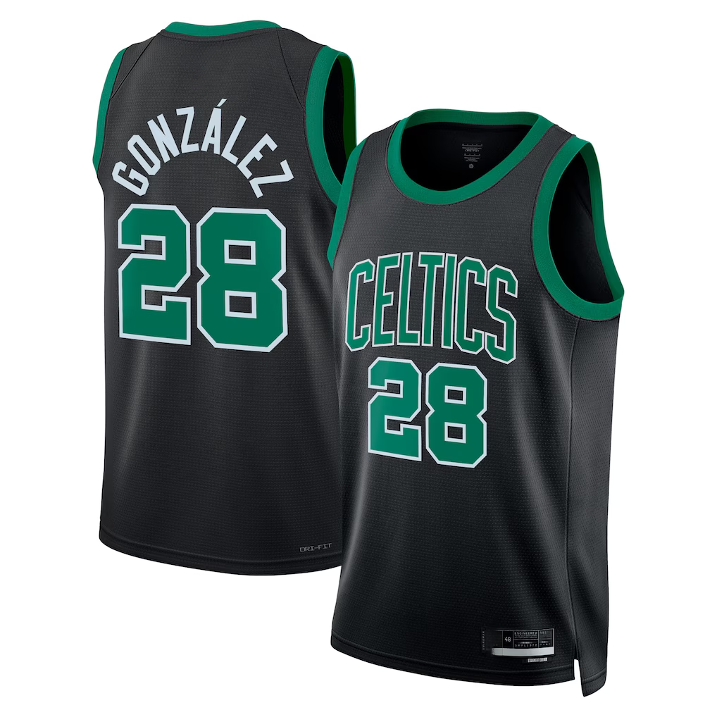 Kooe B.Celtics #28 Hugo Gonz¨¢lez Black Swingman Jerseys - Statement Edition