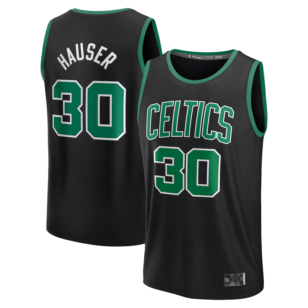 Kooe B.Celtics #30 Sam Hauser Black Fast Break Replica Player Jerseys - Statement Edition