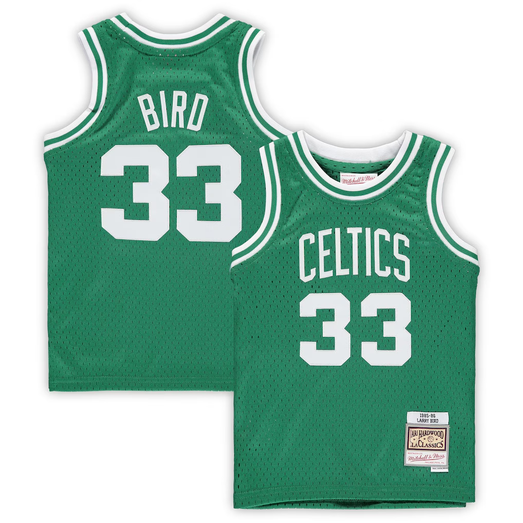 Kooe B.Celtics #33 Larry Bird Mitchell & Ness Kelly Green 1985-86 Hardwood Classics Throwback Team Jerseys