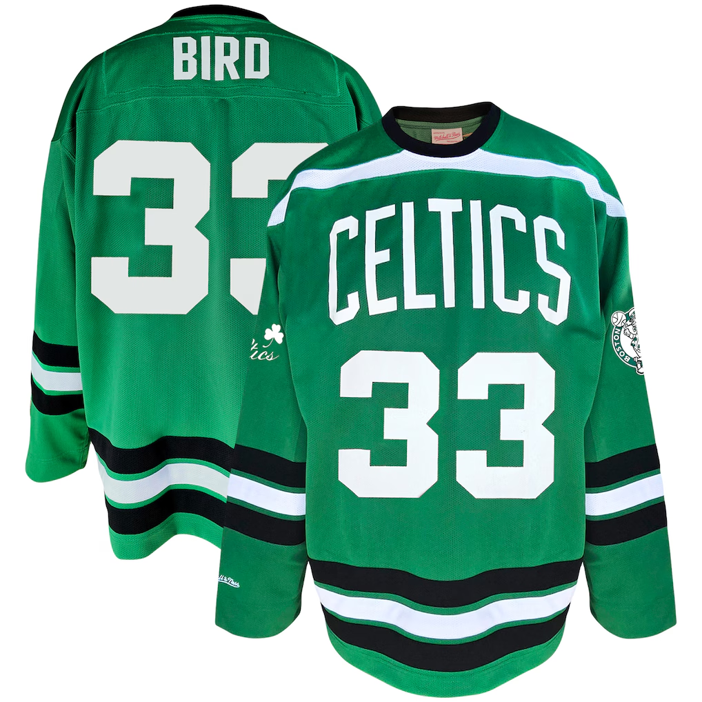 Kooe B.Celtics #33 Larry Bird Mitchell & Ness Kelly Green Big & Tall Hockey Jerseys