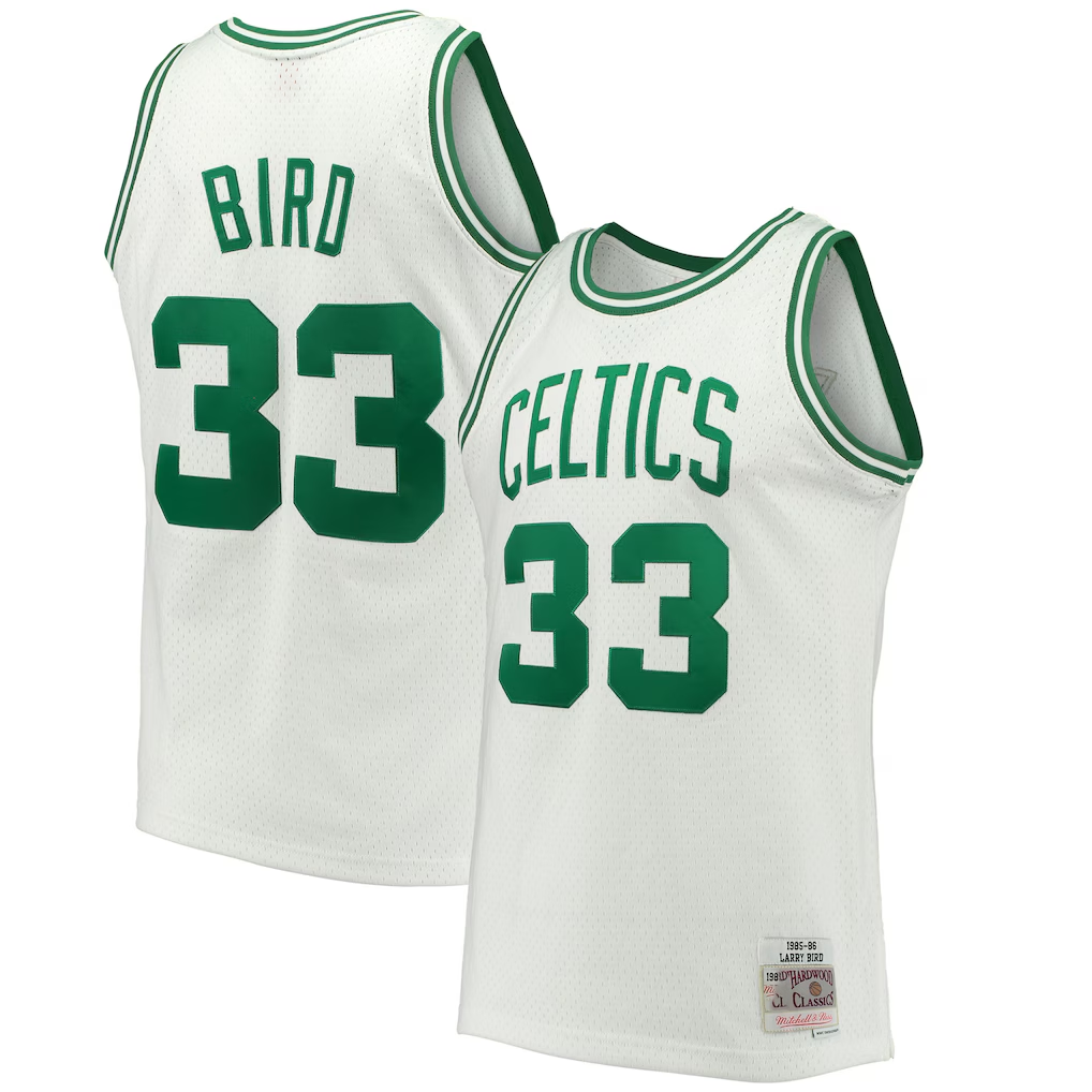 Kooe B.Celtics #33 Larry Bird Mitchell & Ness White Hardwood Classics 198586 Swingman Jerseys