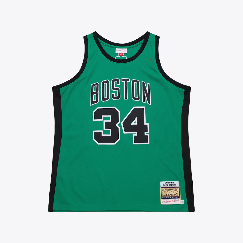 Kooe B.Celtics #34 Paul Pierce Mitchell & Ness Kelly Green 2007-08 Hardwood Classics Authentic Jerseys