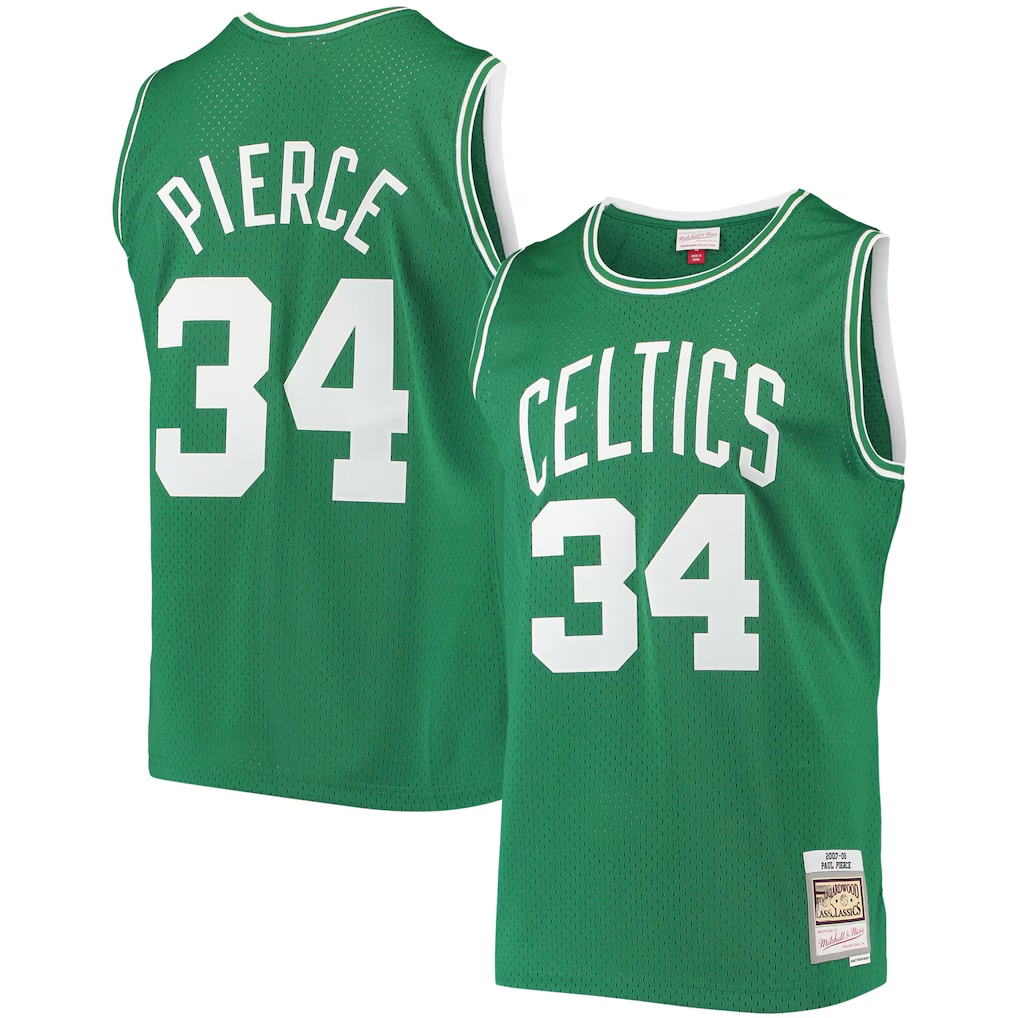Kooe B.Celtics #34 Paul Pierce Mitchell & Ness Kelly Green Hardwood Classics Swingman Jerseys