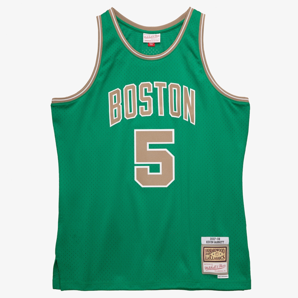 Kooe B.Celtics #5 Kevin Garnett Mitchell & Ness Kelly Green 2007-08 Hardwood Classics Swingman Jerseys