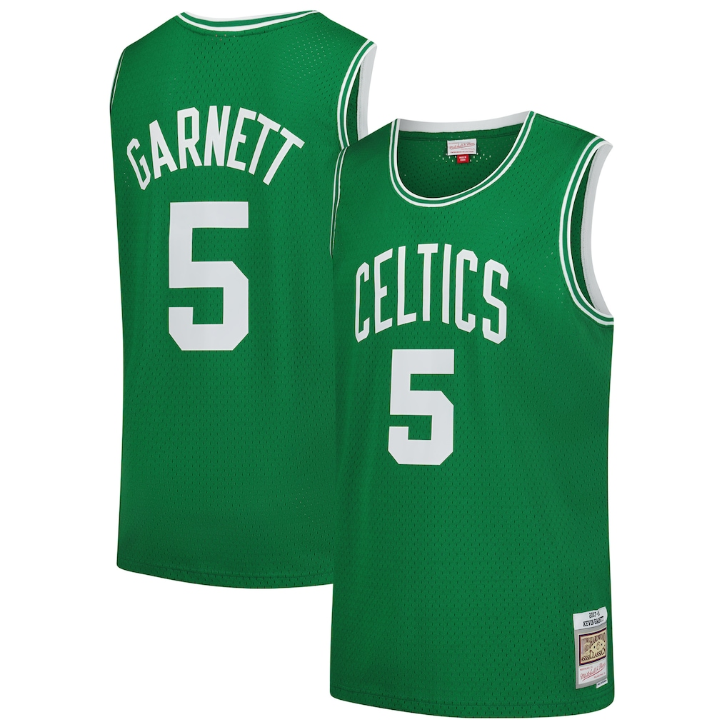 Kooe B.Celtics #5 Kevin Garnett Mitchell & Ness Kelly Green 200708 Hardwood Classics Swingman Jerseys