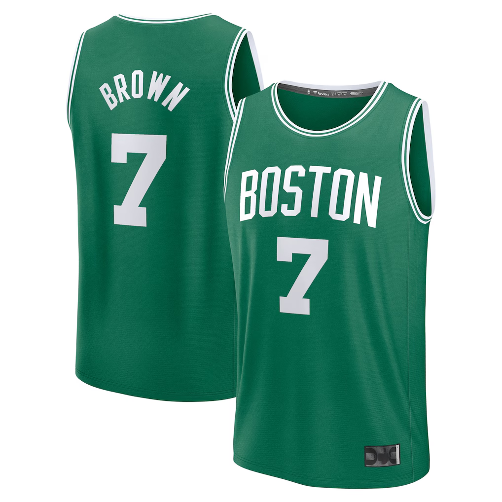 Kooe B.Celtics #7 Jaylen Brown  Kelly Green Fast Break Replica Player Jerseys - Icon Edition
