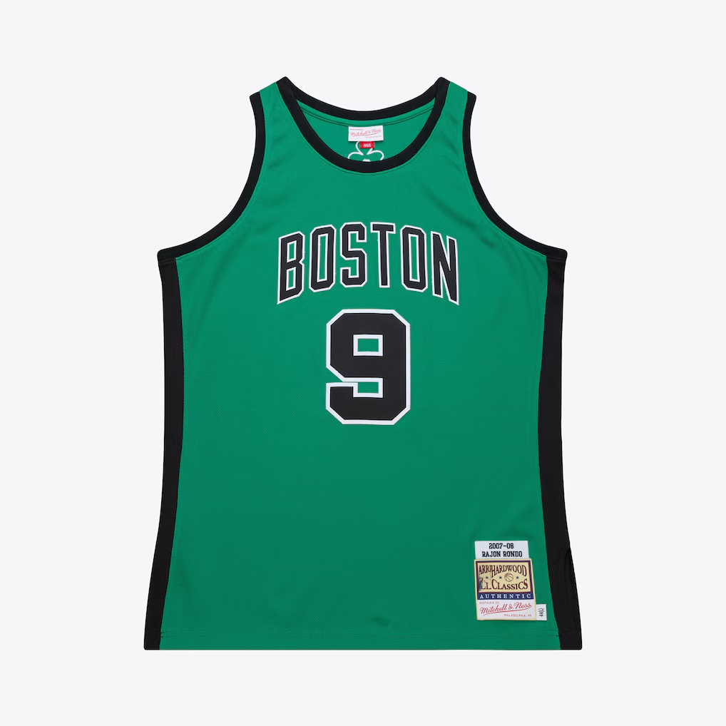 Kooe B.Celtics #9 Rajon Rondo Mitchell & Ness Kelly Green 2007-08 Hardwood Classics Authentic Jerseys