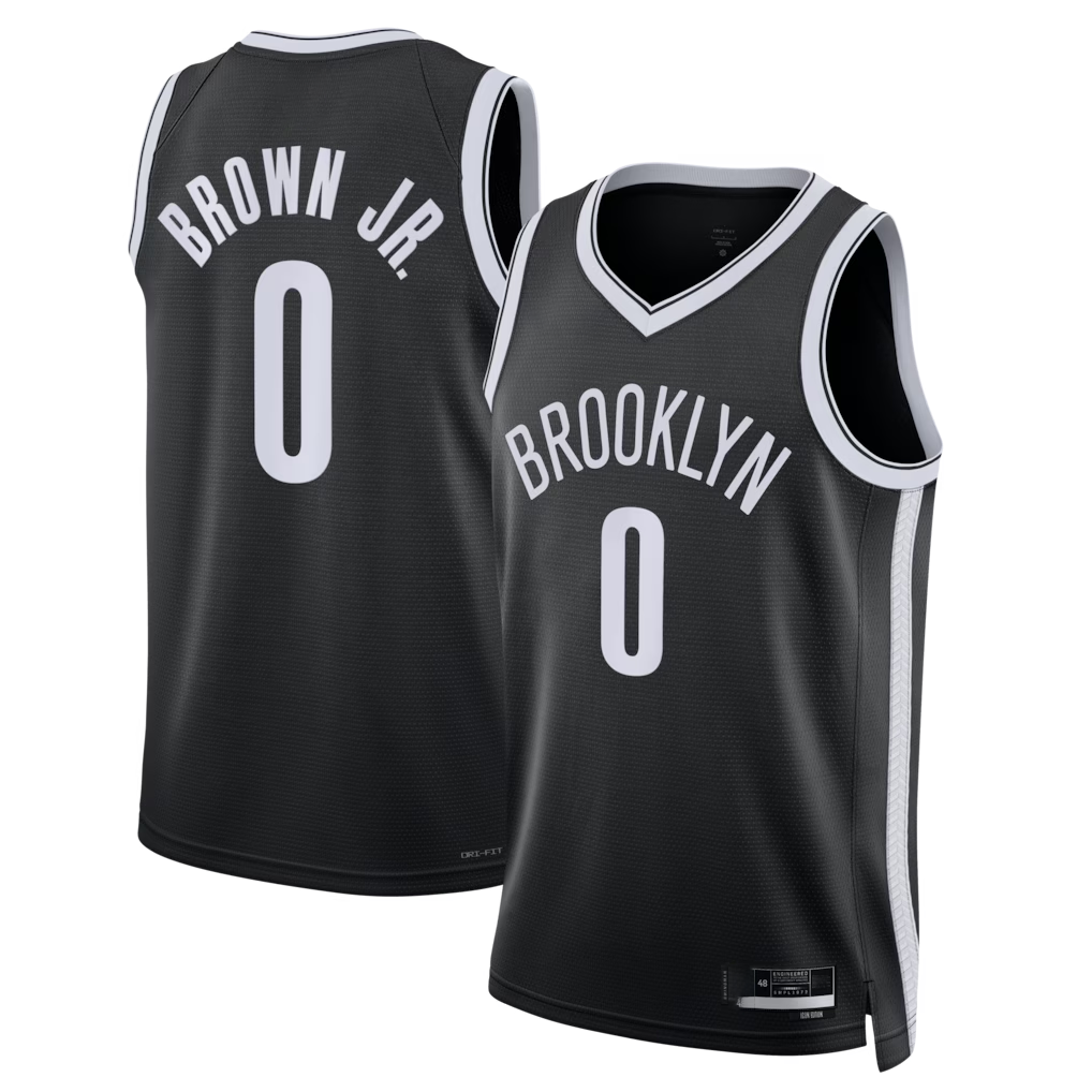 Kooe B.Nets #0 Mikel Brown Jr. Black Swingman Jerseys - Icon Edition