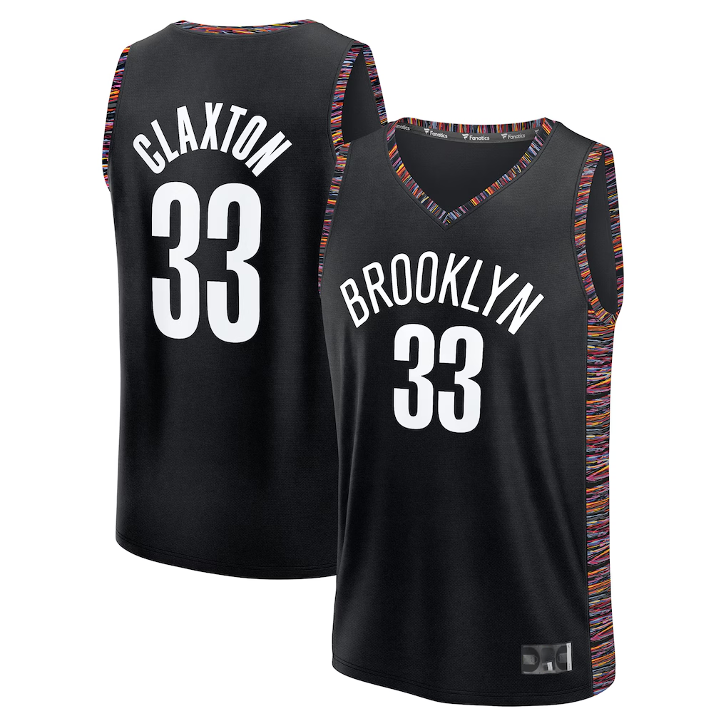 Kooe B.Nets #33 Nic Claxton Black 202526 City Edition Fast Break Jerseys