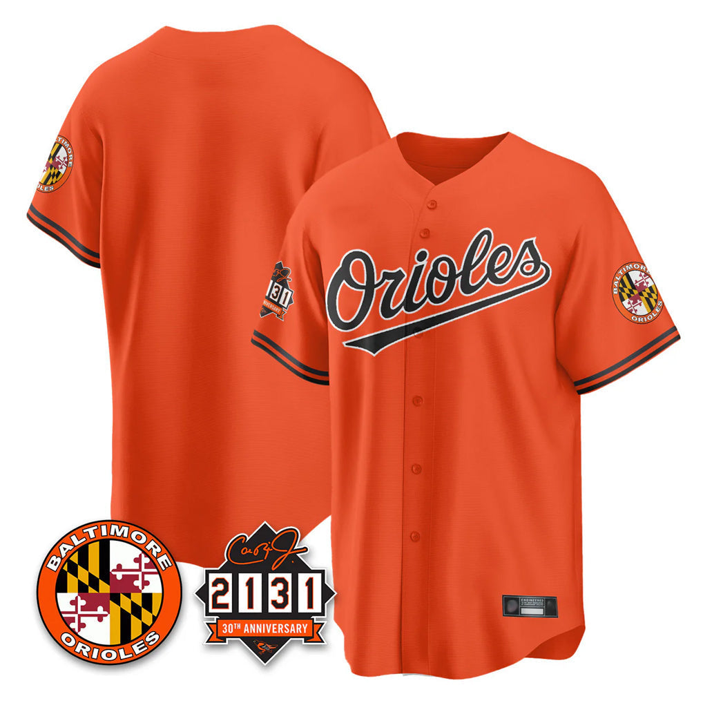 Kooe B.Orioles Orange 30th Anniversary of 2131 Home Game Blank Player Stitched Jerseys