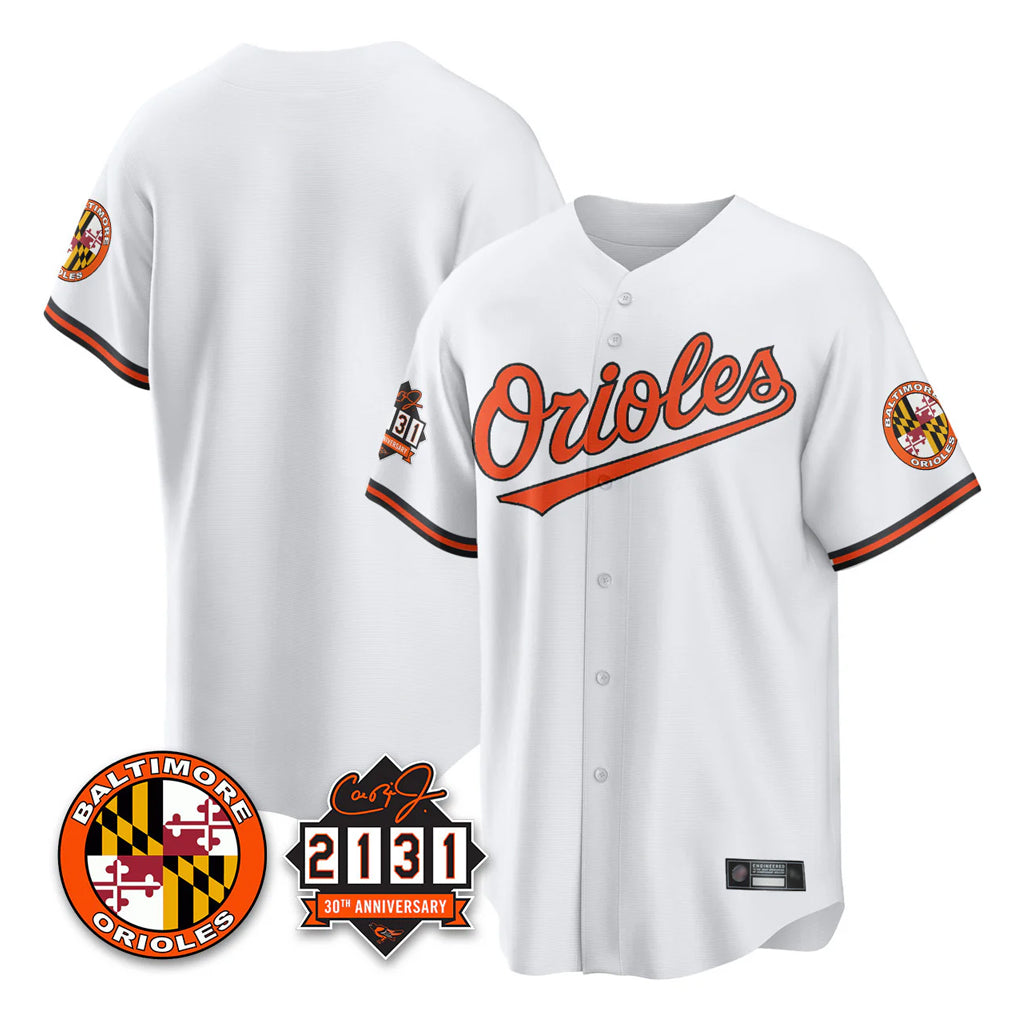 Kooe B.Orioles White 30th Anniversary of 2131 Home Game Blank Player Stitched Jerseys