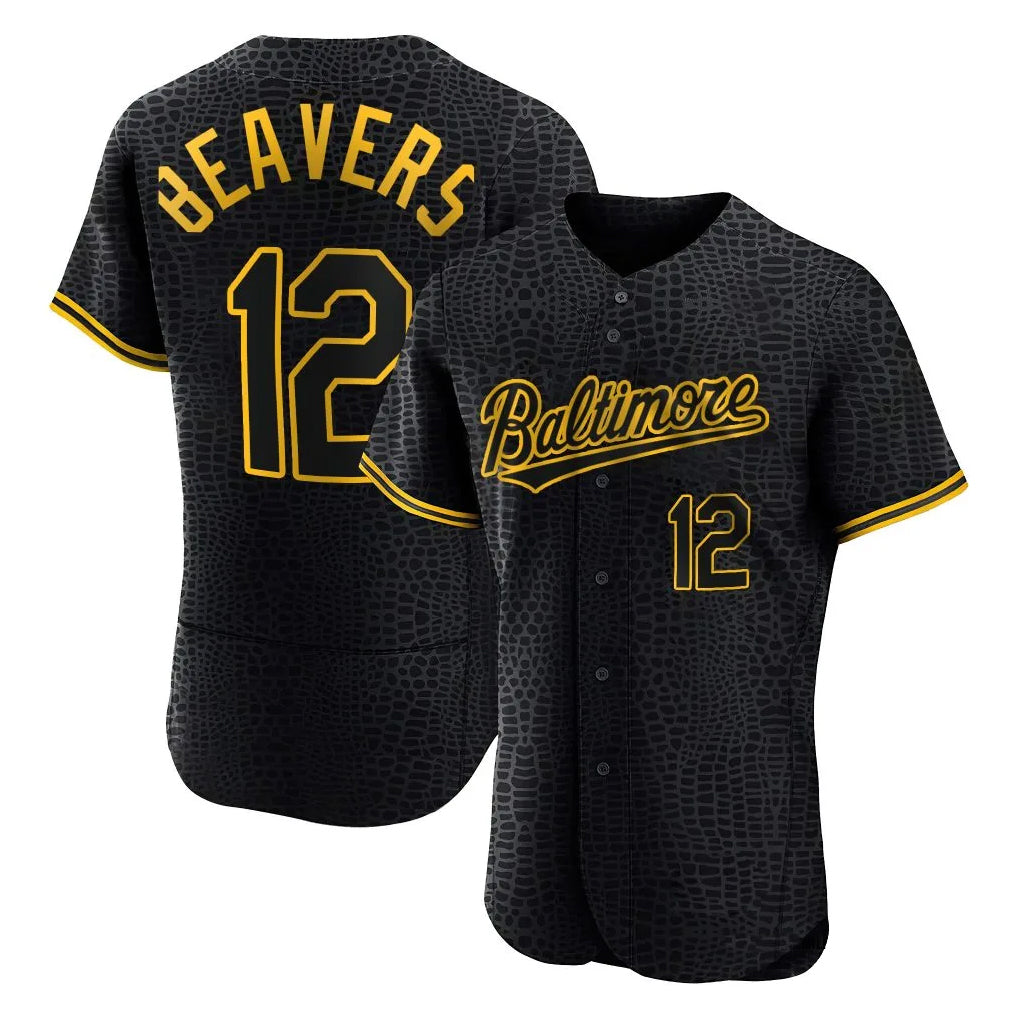 Kooe B.Orioles #12 Dylan Beavers Player Black Snake Skin City Limited Elite Home Stitched Jerseys