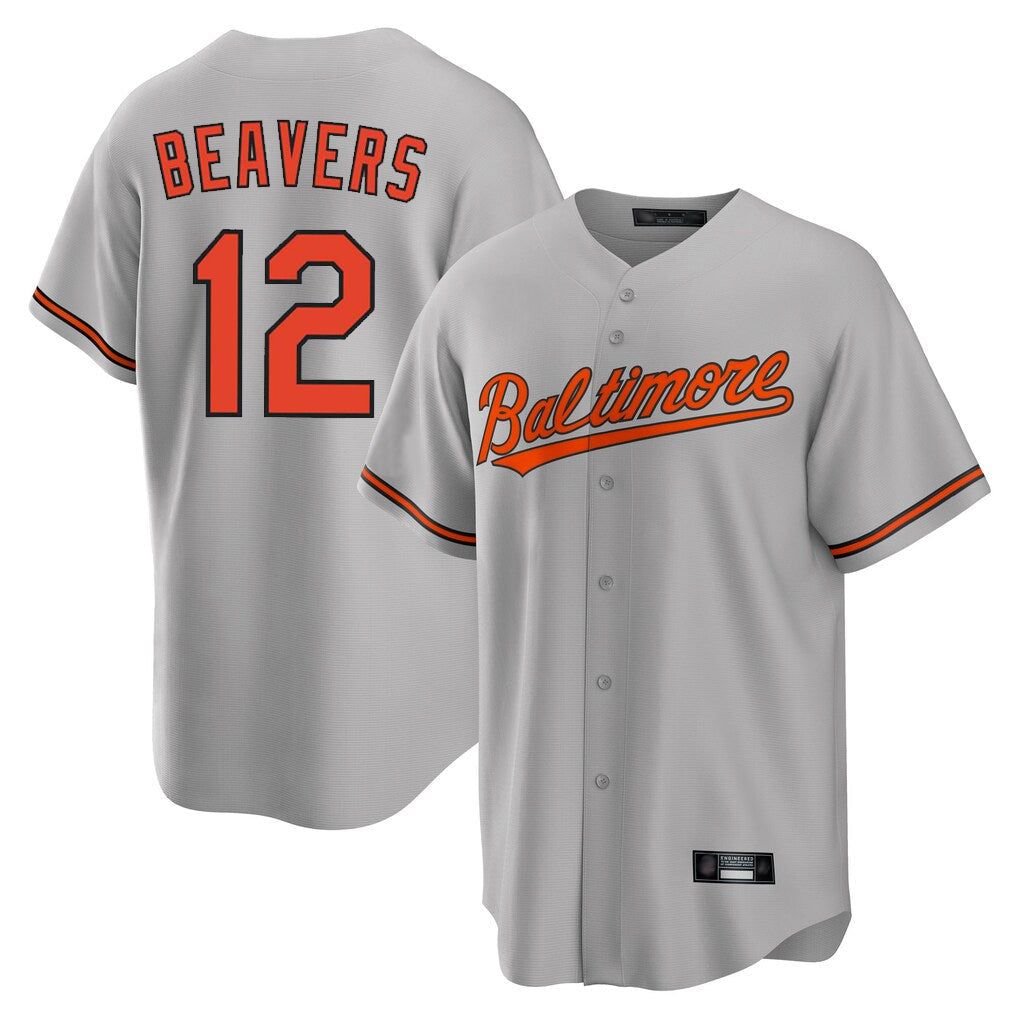 Kooe B.Orioles #12 Dylan Beavers Player Gray Home Game Stitched Jerseys
