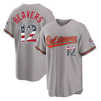 Kooe B.Orioles #12 Dylan Beavers Player Gray USA 250 Fourth of July Home Game Stitched Jerseys