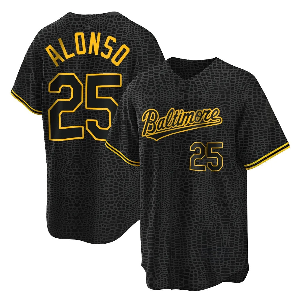 Kooe B.Orioles #25 Pete Alonso Player Black Snake Skin City Home Game Stitched Jerseys