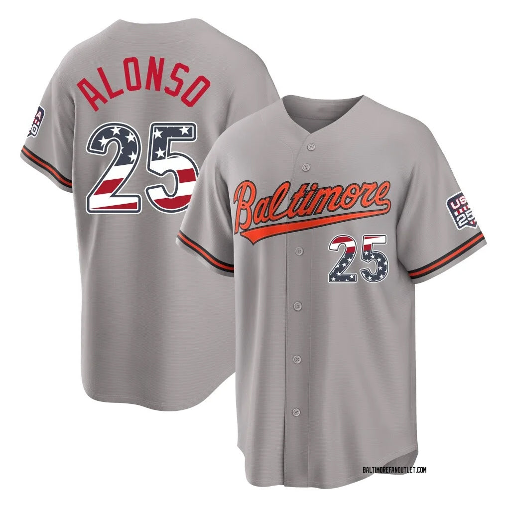 Kooe B.Orioles #25 Pete Alonso Player Gray USA 250 Fourth of July Home Game Stitched Jerseys