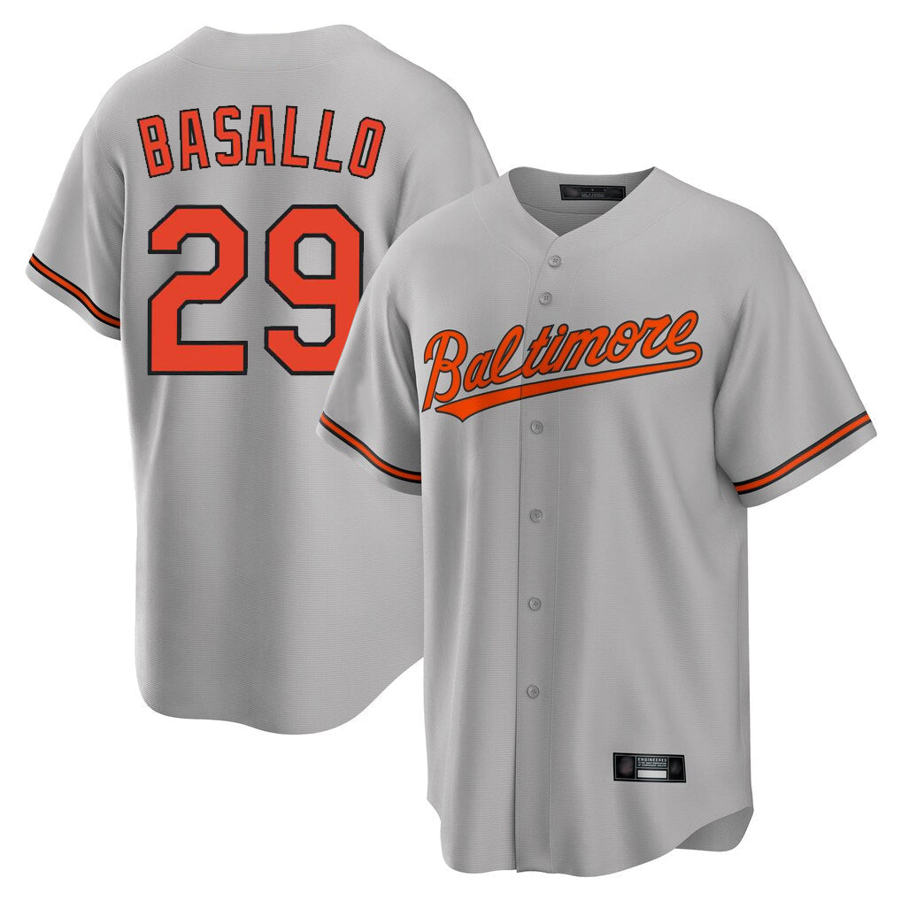 Kooe B.Orioles #29 Samuel Basallo Player Gray Home Game Stitched Jerseys