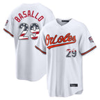Kooe B.Orioles #29 Samuel Basallo Player White USA 250 Fourth of July Home Game Stitched Jerseys