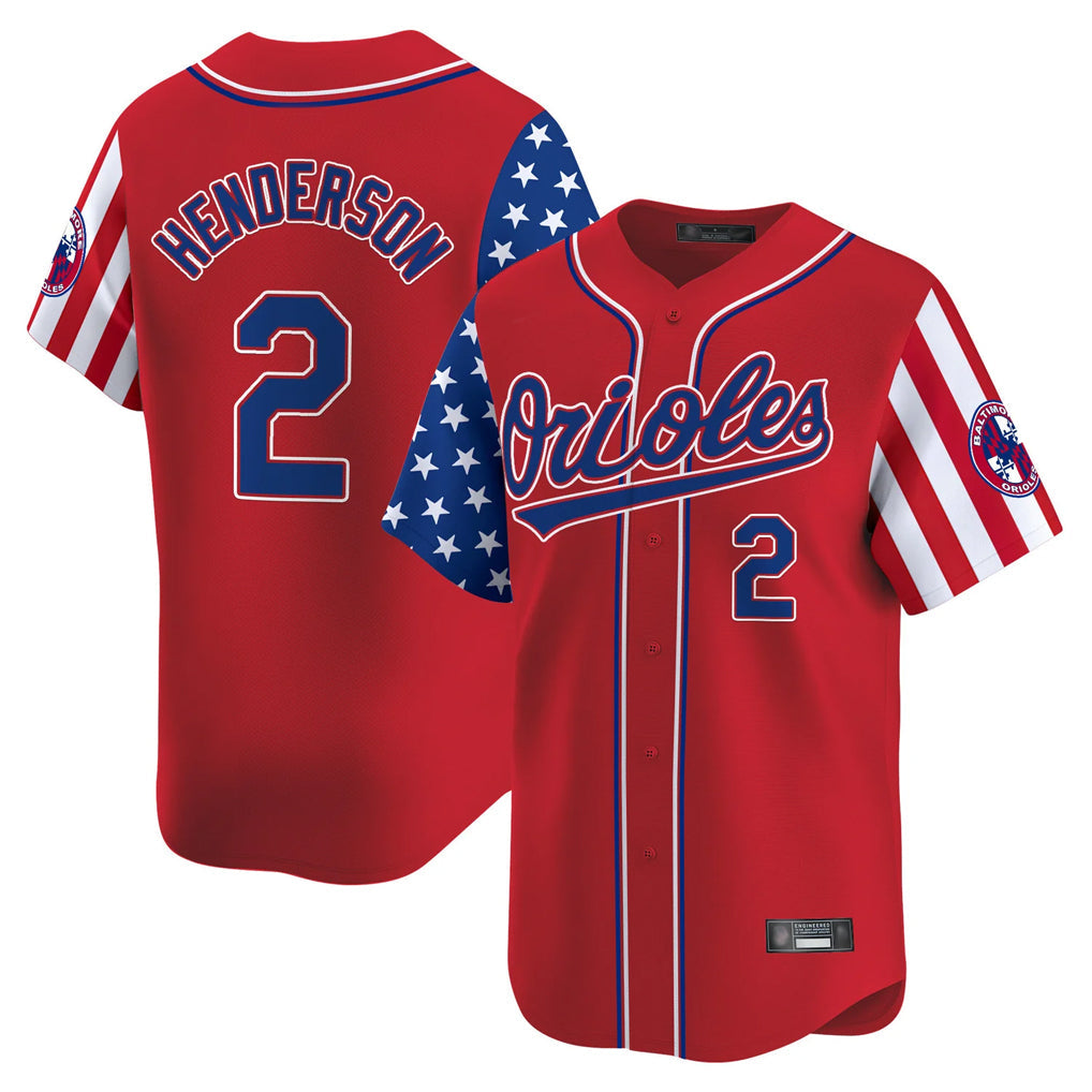 Kooe B.Orioles #2 Gunnar Henderson Player Red Independence Day Vapor Premier Limited Home Game Stitched Jerseys