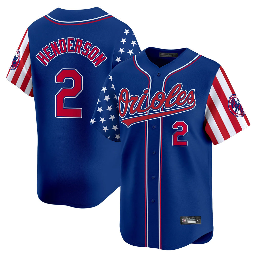 Kooe B.Orioles #2 Gunnar Henderson Player Royal Independence Day Vapor Premier Limited Home Game Stitched Jerseys