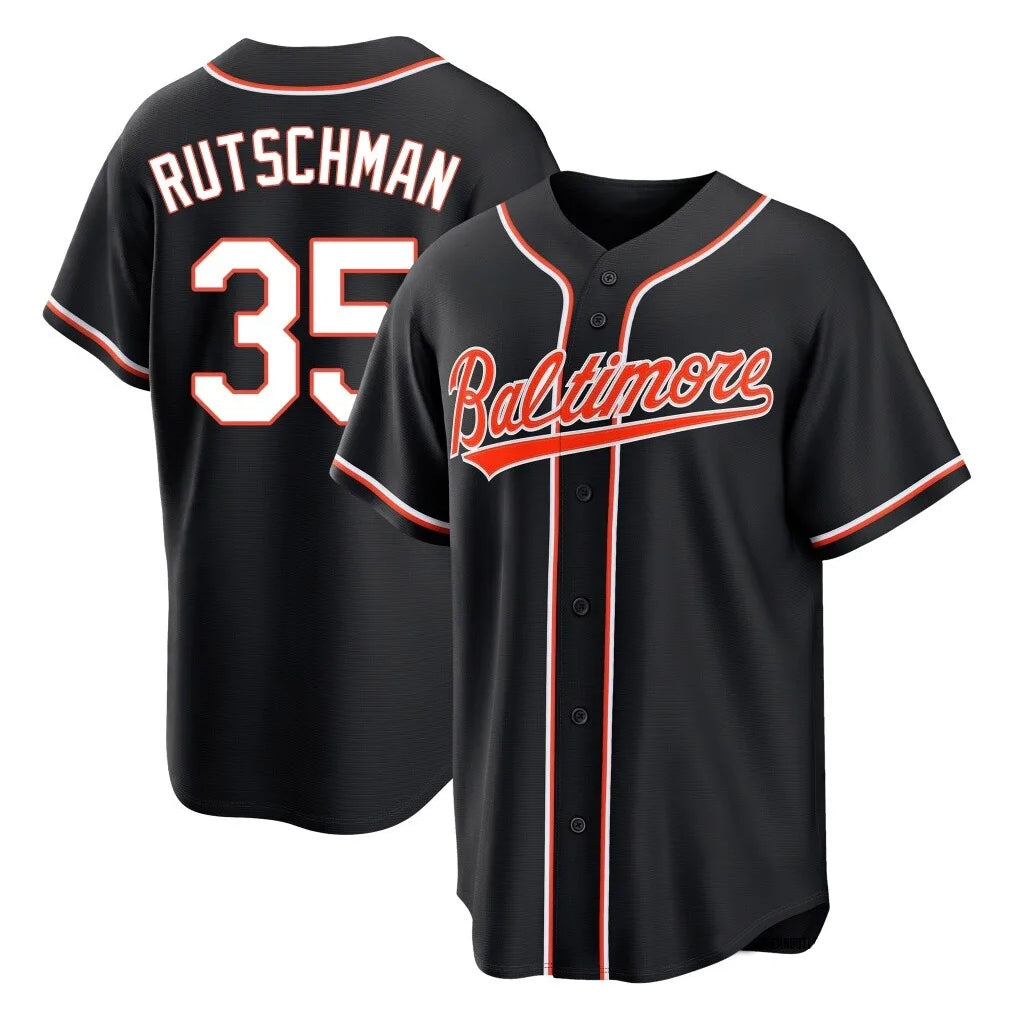 Kooe B.Orioles #35 Adley Rutschman Black Out Home Game Stitched Jerseys