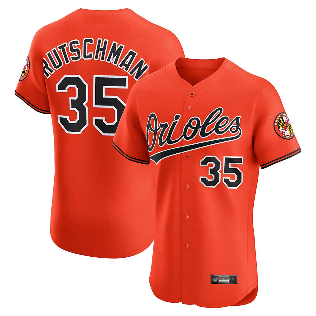 Kooe B.Orioles #35 Adley Rutschman Orange Limited Elite Home Game Stitched Jerseys