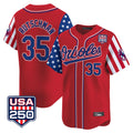 Kooe B.Orioles #35 Adley Rutschman Red USA 250 Independence Day Vapor Premier Limited Home Game Stitched Jerseys