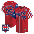Kooe B.Orioles #35 Adley Rutschman Red USA 250 Independence Day Vapor Premier Limited Home Game Stitched Jerseys