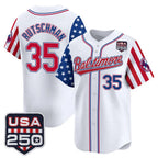 Kooe B.Orioles #35 Adley Rutschman White USA 250 Independence Day Vapor Premier Limited Home Game Stitched Jerseys