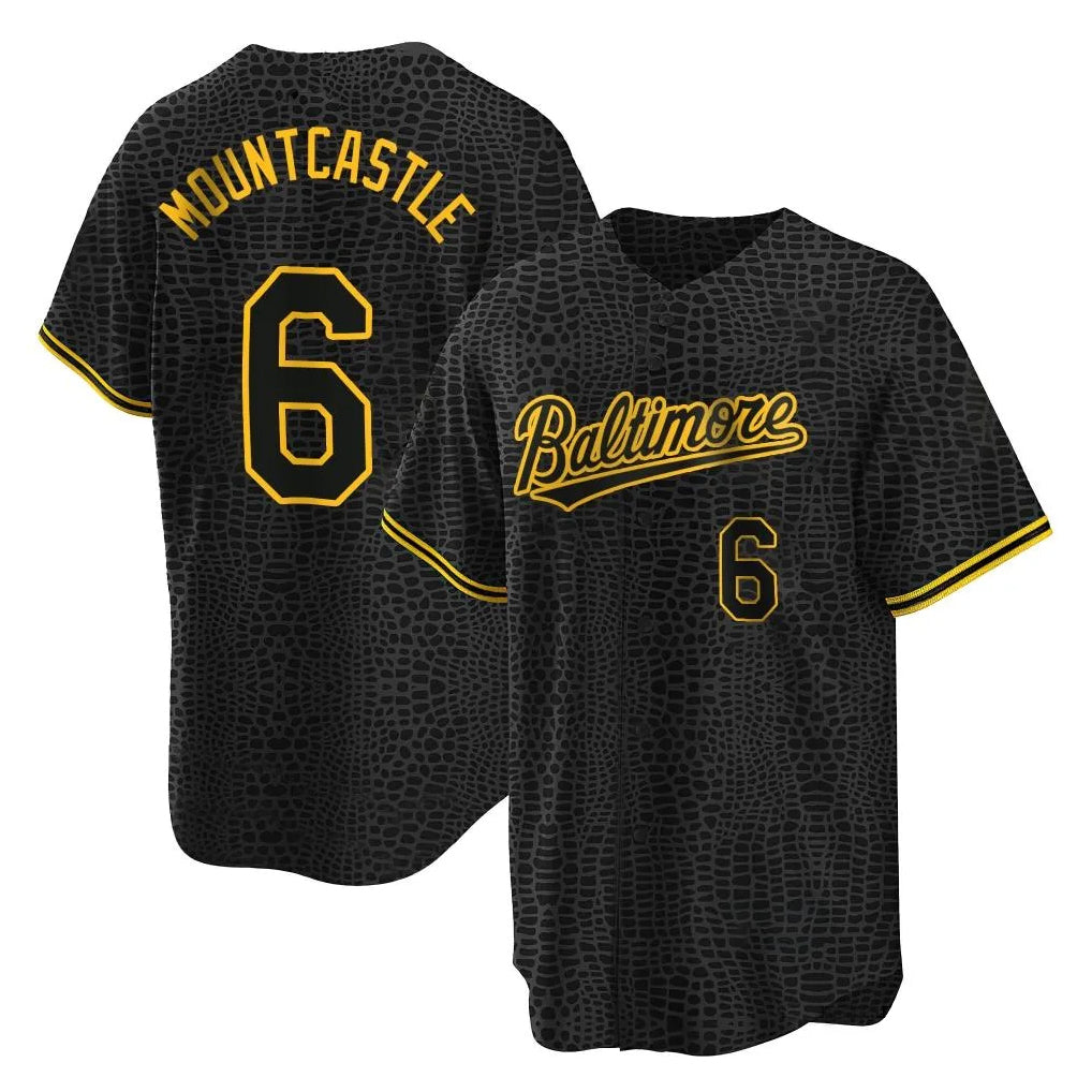 Kooe B.Orioles #6 Ryan Mountcastle Player Black Snake Skin City Home Game Stitched Jerseys