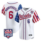 Kooe B.Orioles #6 Ryan Mountcastle Player White USA 250 Independence Day Vapor Premier Home Game Stitched Jerseys