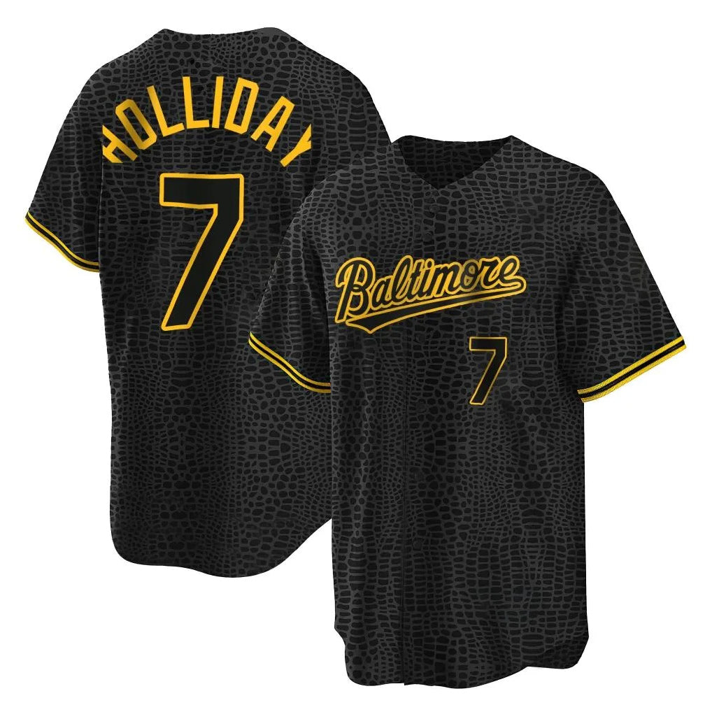 Kooe B.Orioles #7 Jackson Holliday Player Black Snake Skin City Home Game Stitched Jerseys