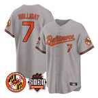 Kooe B.Orioles #7 Jackson Holliday Player Gray 30th Anniversary of 2131 Home Game Stitched Jerseys