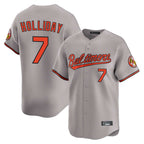 Kooe B.Orioles #7 Jackson Holliday Player Gray Limited Home Game Stitched Jerseys