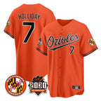 Kooe B.Orioles #7 Jackson Holliday Player Orange 30th Anniversary of 2131 Home Game Stitched Jerseys